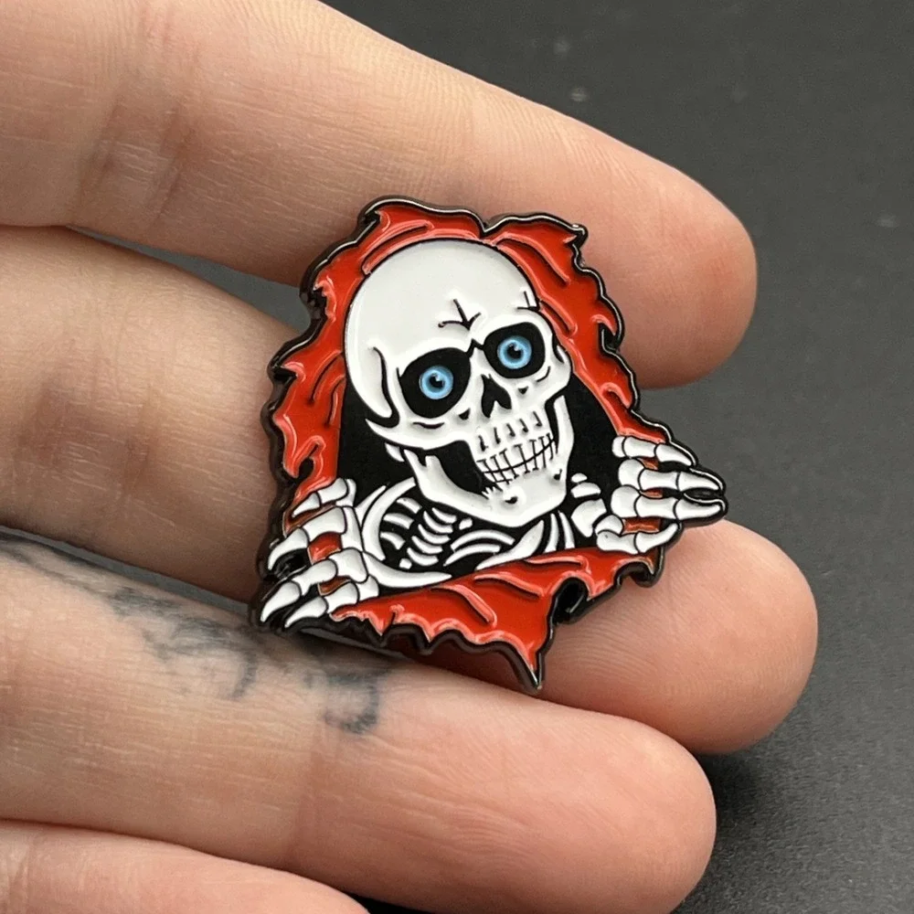 Skeleton Bursting Through Horror Lapel Hat Pin